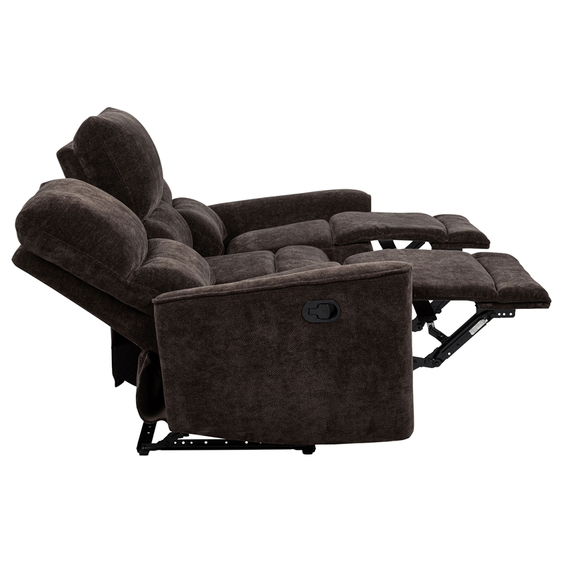 Pemberly Row 3-Piece Upholstered Chenille Reclining Sofa Set in Dark Brown