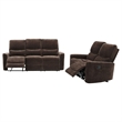 Pemberly Row 2-Piece Upholstered Chenille Reclining Sofa Set in Dark Brown