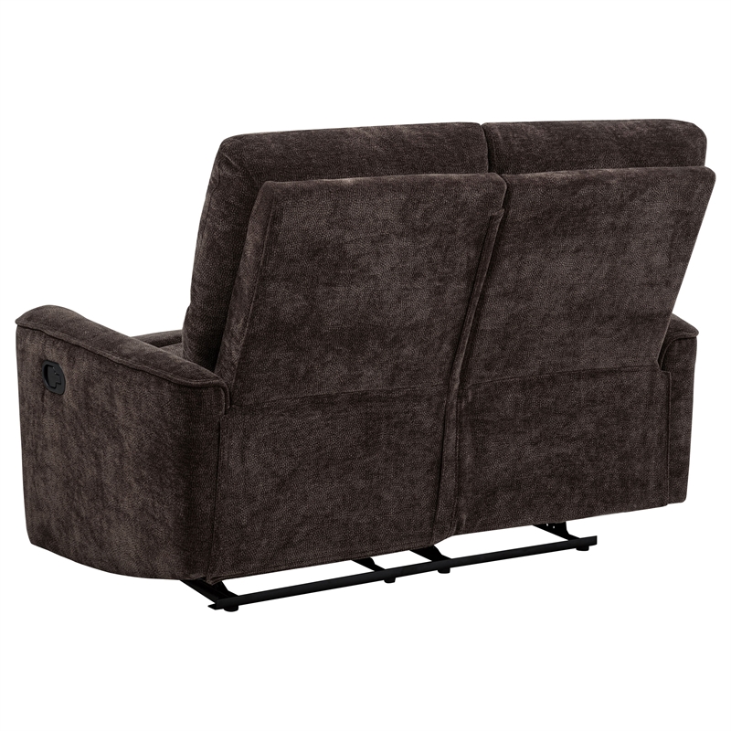 Pemberly Row 2-Piece Upholstered Chenille Reclining Sofa Set in Dark Brown