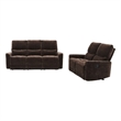 Pemberly Row 2-Piece Upholstered Chenille Reclining Sofa Set in Dark Brown
