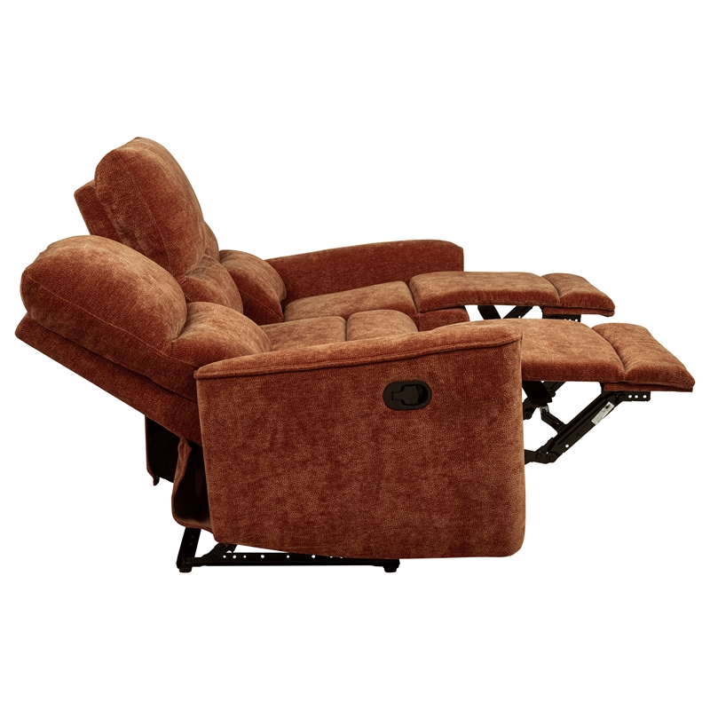 Pemberly Row 2-Piece Chenille Reclining Sofa Set in Burnt Orange
