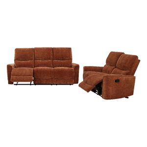 Pemberly Row 2-Piece Chenille Reclining Sofa Set in Burnt Orange