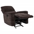 Pemberly Row Transitional Tufted Chenille Glider Recliner in Dark Brown