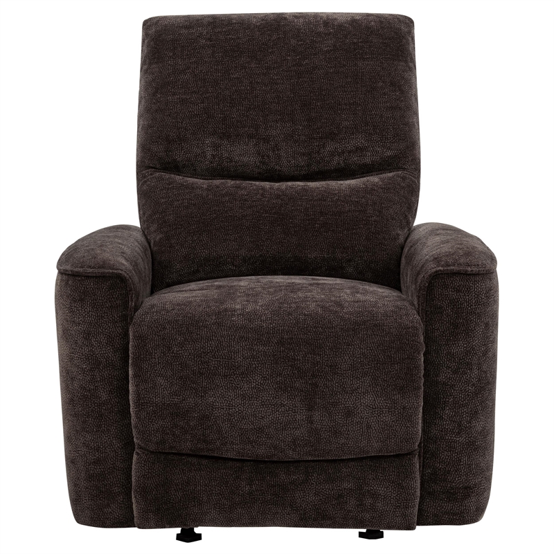 Pemberly Row Transitional Tufted Chenille Glider Recliner in Dark Brown