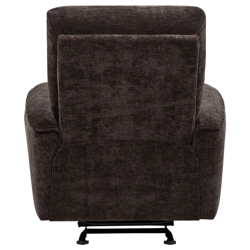 Pemberly Row Transitional Tufted Chenille Glider Recliner in Dark Brown