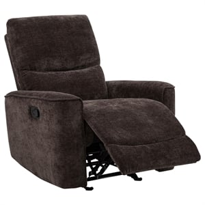 Pemberly Row Transitional Tufted Chenille Glider Recliner in Dark Brown