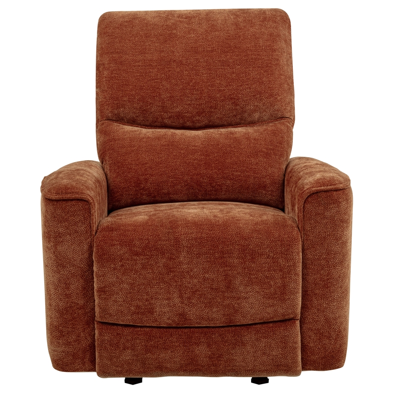 Pemberly Row Transitional Tufted Chenille Glider Recliner in Burnt Orange