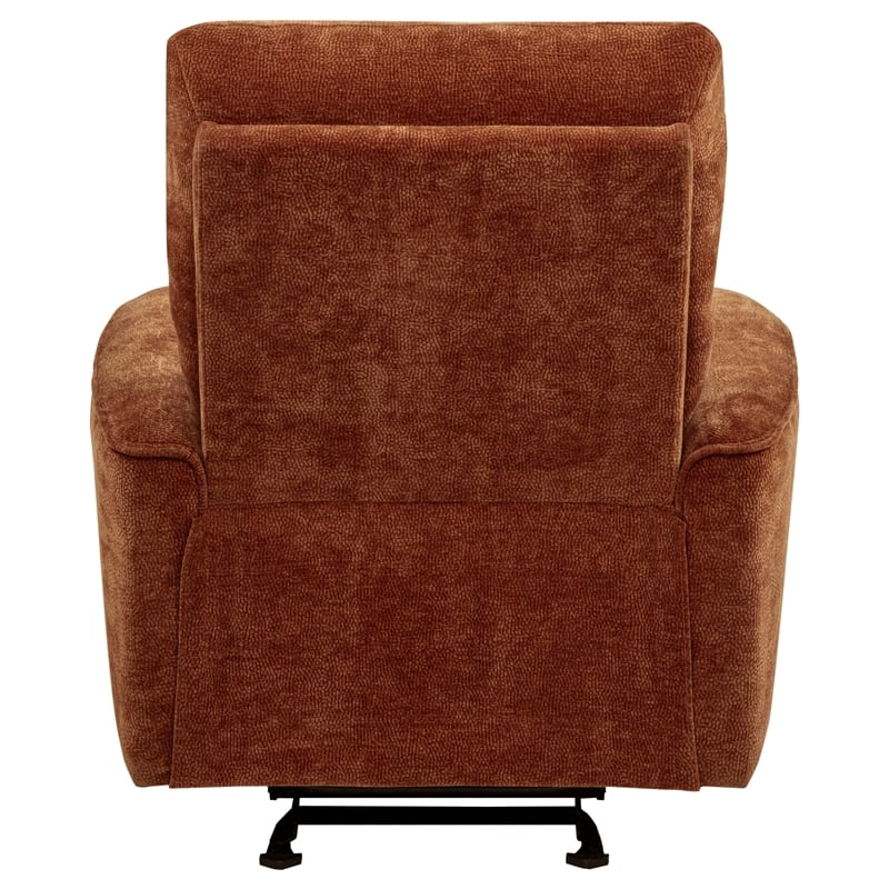 Pemberly Row Transitional Tufted Chenille Glider Recliner in Burnt Orange