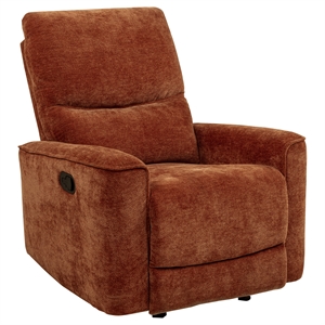 Pemberly Row Transitional Tufted Chenille Glider Recliner in Burnt Orange