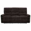 Pemberly Row Upholstered Chenille Reclining Sofa in Dark Brown