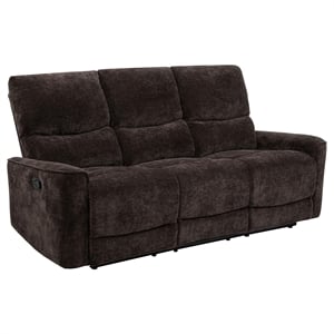 Pemberly Row Upholstered Chenille Reclining Sofa in Dark Brown