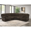 Pemberly Row Upholstered Fabric Reclining Sectional Sofa in Chocolate Brown