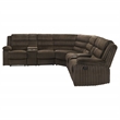 Pemberly Row Upholstered Fabric Reclining Sectional Sofa in Chocolate Brown