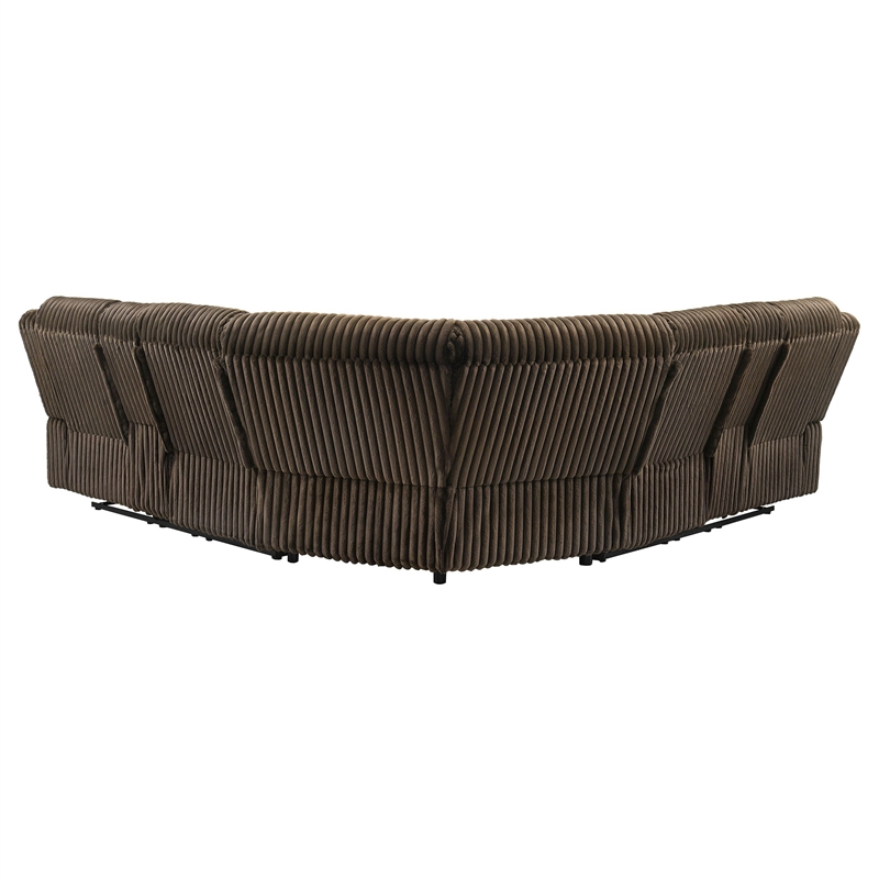 Pemberly Row Upholstered Fabric Reclining Sectional Sofa in Chocolate Brown