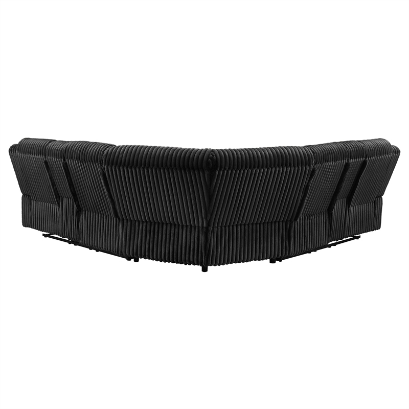 Pemberly Row Upholstered Fabric Reclining Sectional Sofa in Black