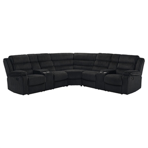 Pemberly Row Upholstered Fabric Reclining Sectional Sofa in Black