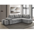 Pemberly Row Transitional Upholstered Fabric Sleeper Sectional Sofa in Gray
