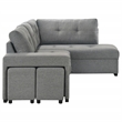 Pemberly Row Transitional Upholstered Fabric Sleeper Sectional Sofa in Gray
