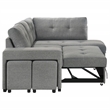 Pemberly Row Transitional Upholstered Fabric Sleeper Sectional Sofa in Gray