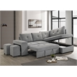 Pemberly Row Transitional Upholstered Fabric Sleeper Sectional Sofa in Gray