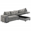 Pemberly Row Transitional Upholstered Fabric Sleeper Sectional Sofa in Gray