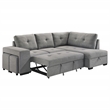 Pemberly Row Transitional Upholstered Fabric Sleeper Sectional Sofa in Gray