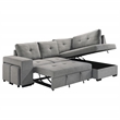Pemberly Row Transitional Upholstered Fabric Sleeper Sectional Sofa in Gray
