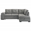 Pemberly Row Transitional Upholstered Fabric Sleeper Sectional Sofa in Gray