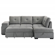 Pemberly Row Transitional Upholstered Fabric Sleeper Sectional Sofa in Gray