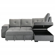 Pemberly Row Transitional Upholstered Fabric Sleeper Sectional Sofa in Gray