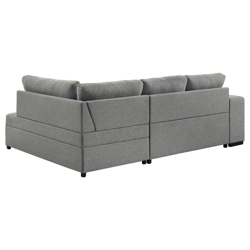 Pemberly Row Transitional Upholstered Fabric Sleeper Sectional Sofa in Gray
