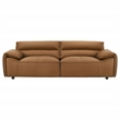 Pemberly Row Contemporary Padded Top Grain Leather Sofa in Orange