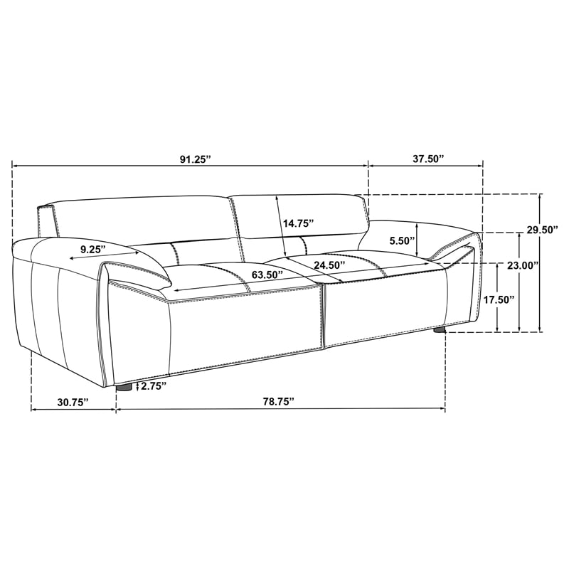 Pemberly Row Contemporary Padded Top Grain Leather Sofa in Orange