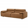 Pemberly Row Contemporary Padded Top Grain Leather Sofa in Orange