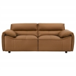 Pemberly Row Contemporary Padded Top Grain Leather Loveseat in Orange