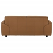 Pemberly Row Contemporary Padded Top Grain Leather Loveseat in Orange
