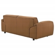 Pemberly Row Contemporary Padded Top Grain Leather Loveseat in Orange