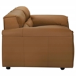 Pemberly Row Contemporary Padded Top Grain Leather Loveseat in Orange