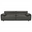 Pemberly Row Contemporary Padded Top Grain Leather Sofa in Graphite Gray