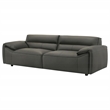 Pemberly Row Contemporary Padded Top Grain Leather Sofa in Graphite Gray