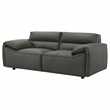 Pemberly Row Padded Top Grain Leather Loveseat in Graphite Gray