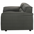 Pemberly Row Padded Top Grain Leather Loveseat in Graphite Gray