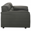 Pemberly Row Padded Top Grain Leather Loveseat in Graphite Gray