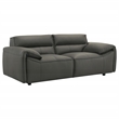 Pemberly Row Padded Top Grain Leather Loveseat in Graphite Gray