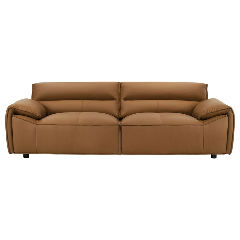 Pemberly Row 2-Piece Upholstered Leather Sofa and Loveseat Set in Orange