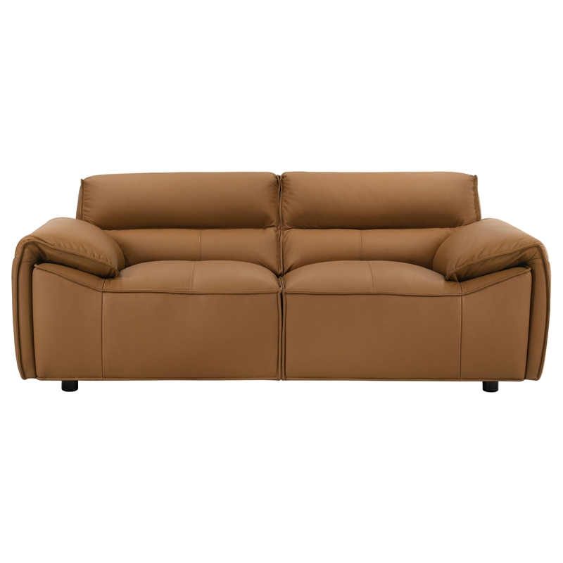 Pemberly Row 2-Piece Upholstered Leather Sofa and Loveseat Set in Orange