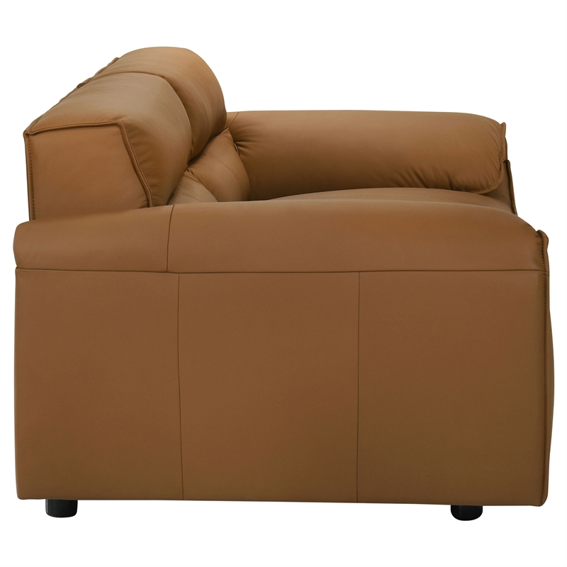 Pemberly Row 2-Piece Upholstered Leather Sofa and Loveseat Set in Orange