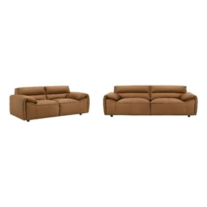 Pemberly Row 2-Piece Upholstered Leather Sofa and Loveseat Set in Orange