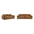 Pemberly Row 2-Piece Upholstered Leather Sofa and Loveseat Set in Orange