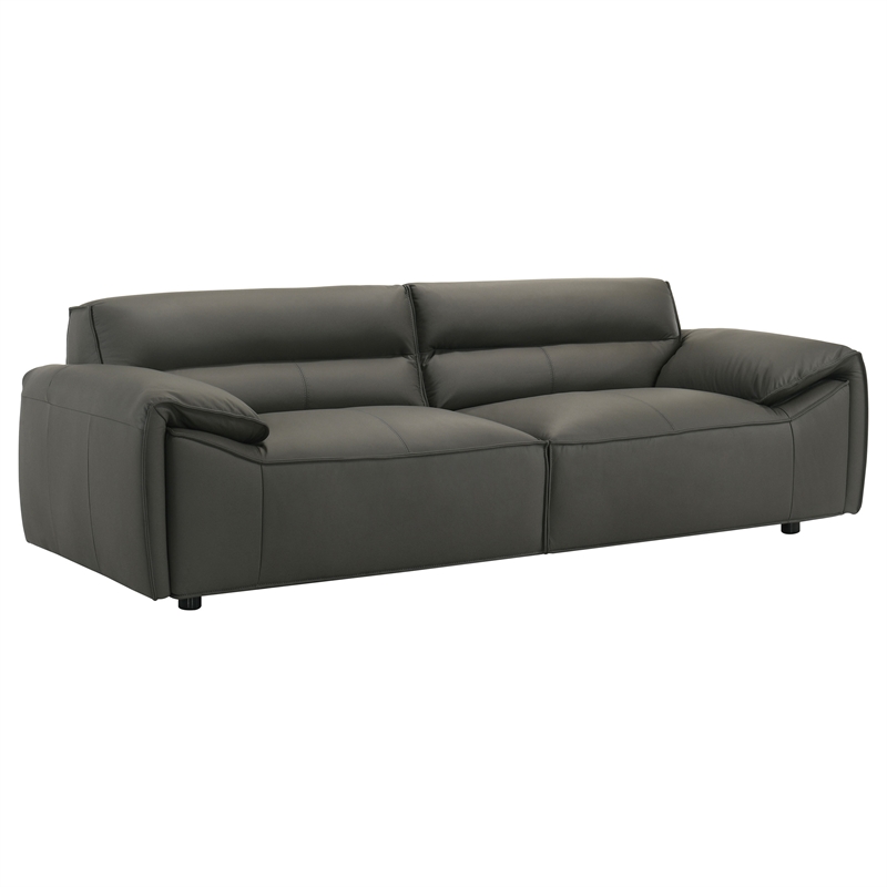 Pemberly Row 2-Piece Upholstered Leather Sofa Set in Graphite Gray